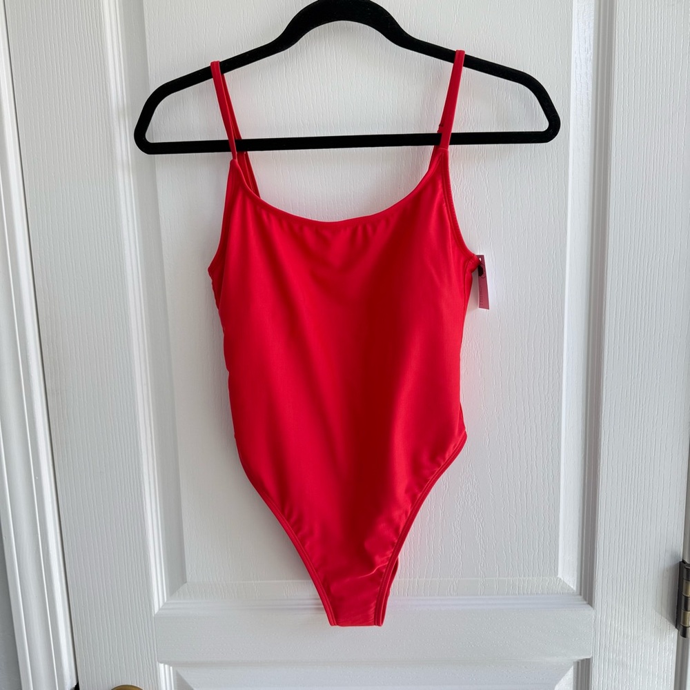 NWT Wild Fable Red One-Piece Swimsuit High
Leg Cheeky Swoop Back Size S